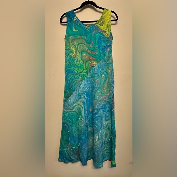 Susan Marling Handmade Original 100% Silk Marbled Dress Size S/M - Picture 8 of 9